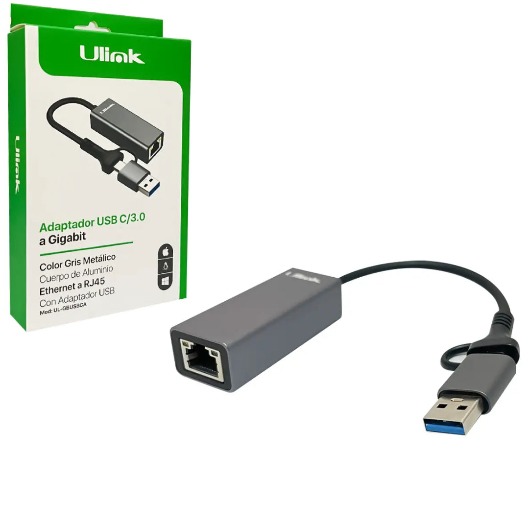ADAPTADOR USB/C 3.0 A RED RJ45 ULINK UL-GBUSBCA