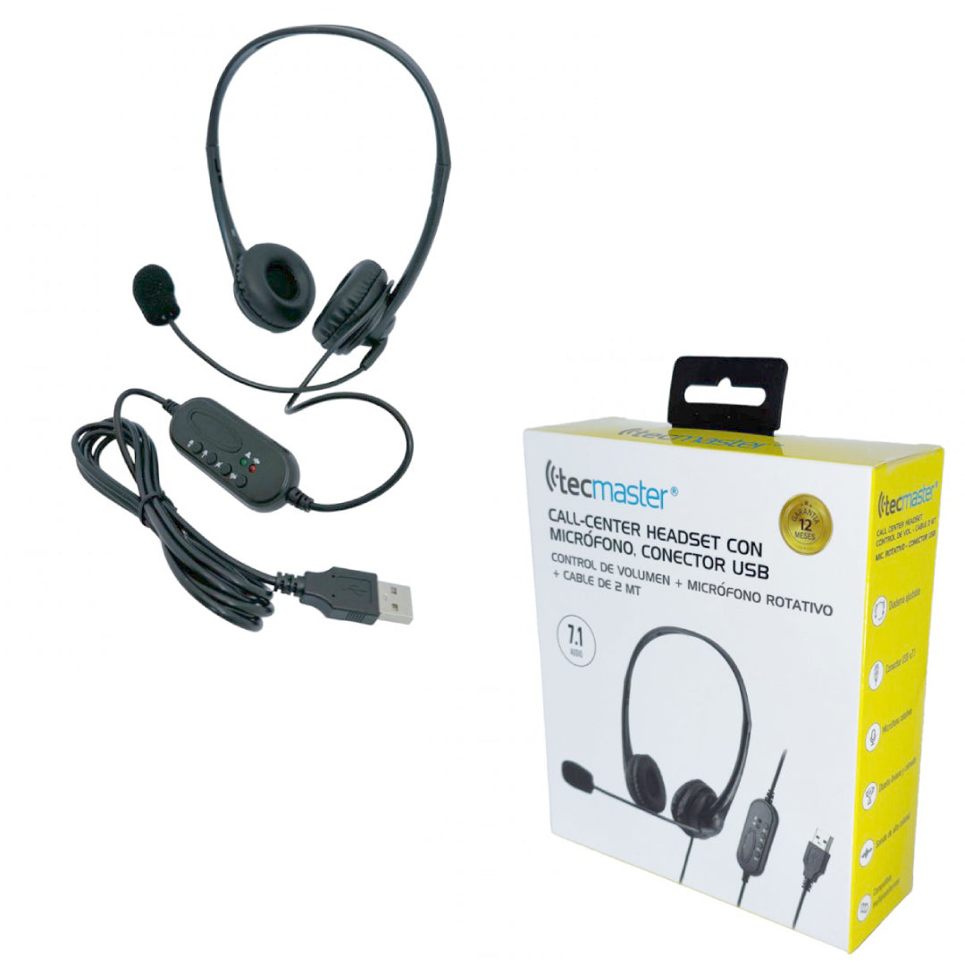 AUDIFONOS CON MICROFONO USB TECMASTER TM-100559