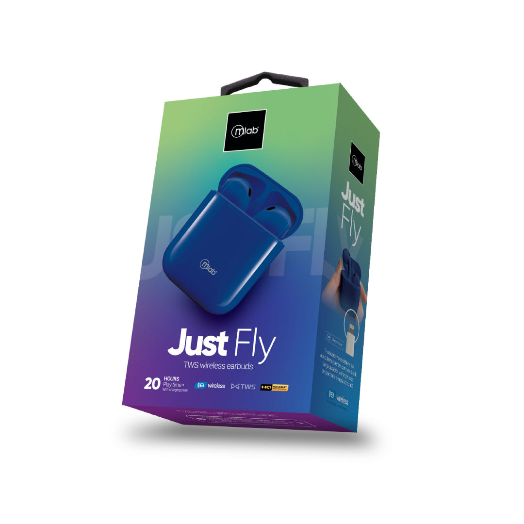 Audífonos BT Just Fly Touch AZUL TWS Mlab