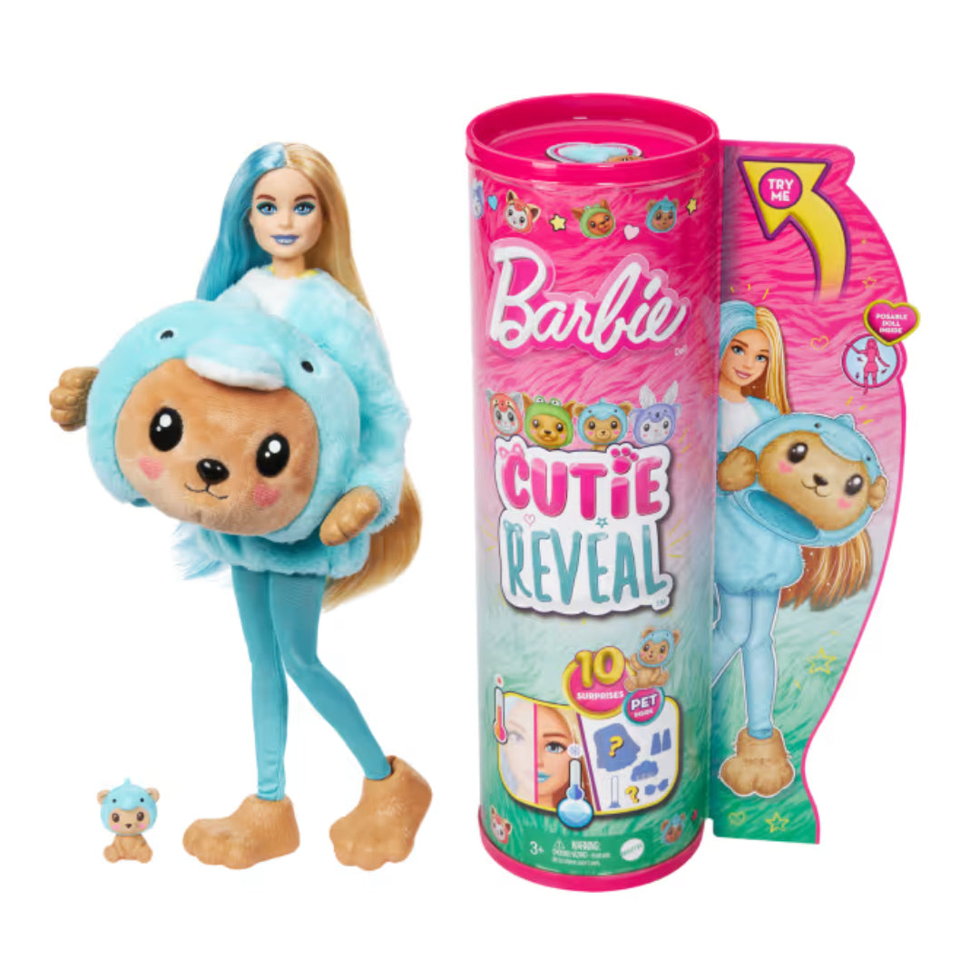 BARBIE CUTIE REVEAL OSITO DISFRAZADO DE DELFIN HRK22 HRK25