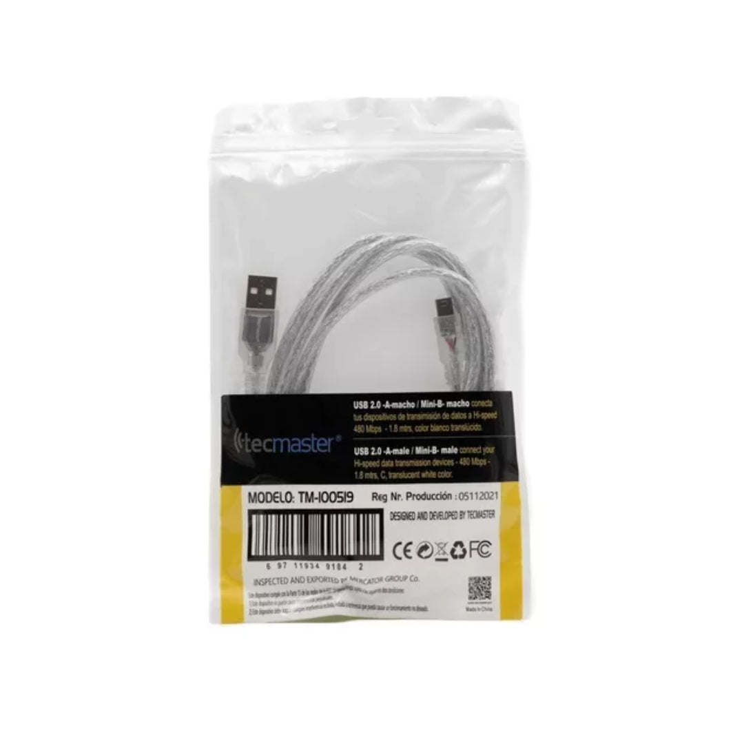CABLE MINI USB 5 PINES 1.8M TECMASTER TM-100519