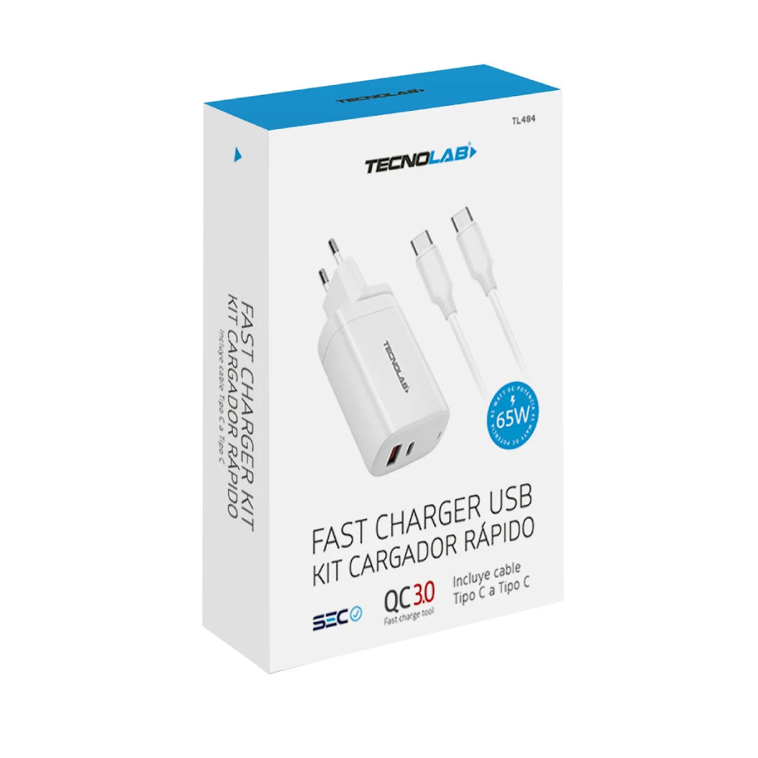 CARGADOR DE 65W CON CABLE C A C TECNOLAB TL484