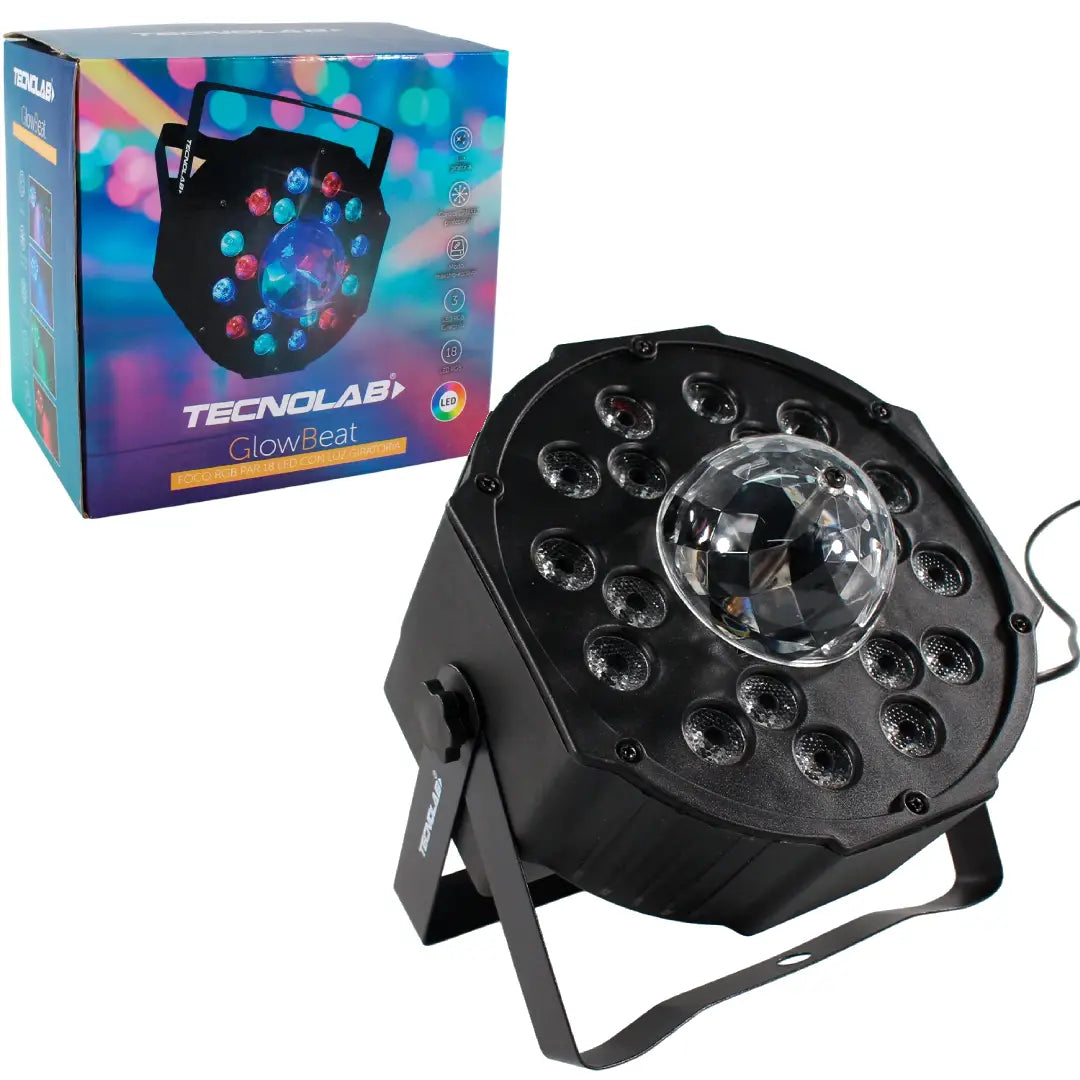FOCO PAR 18 LED CON LUZ GIRATORIA TECNOLAB TL773