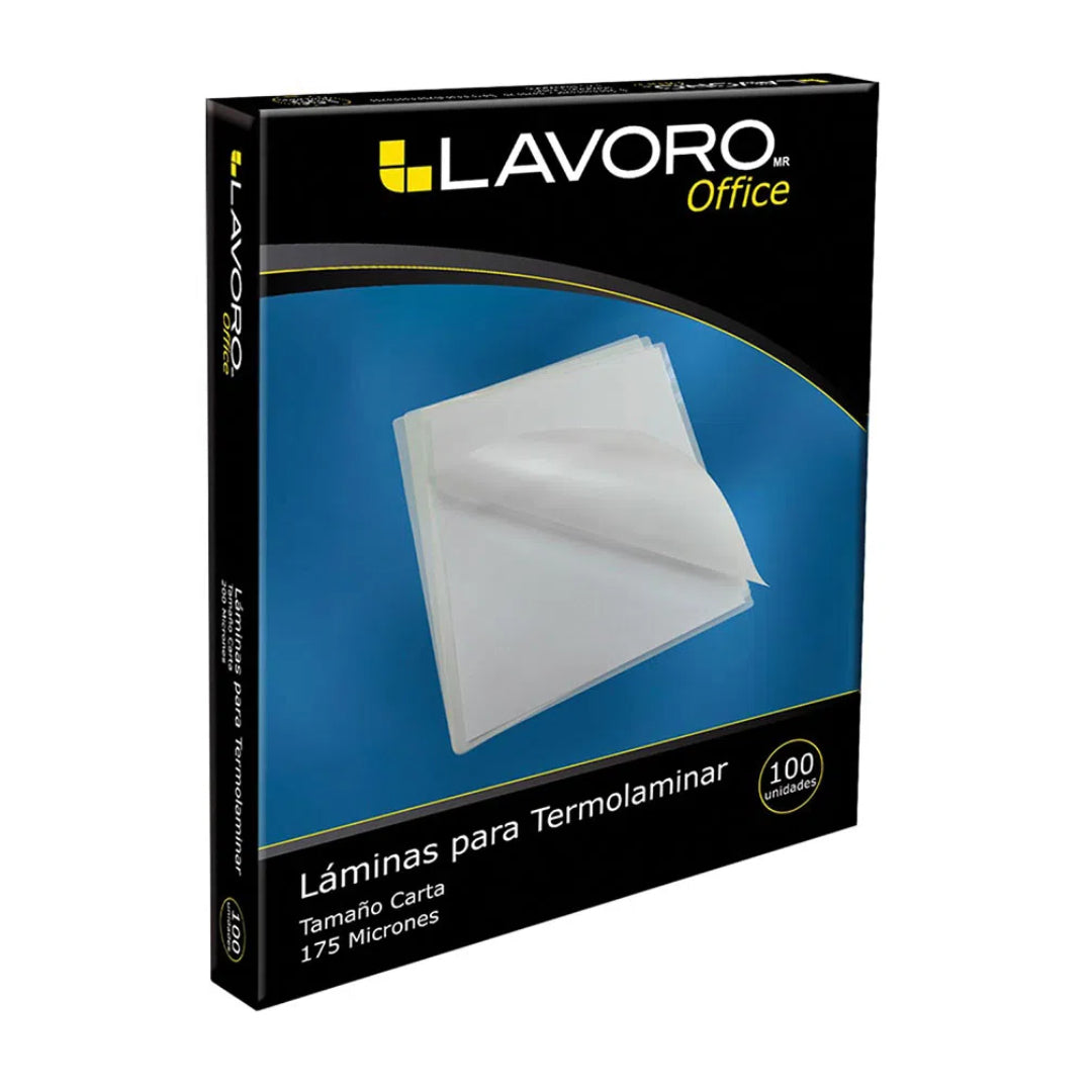 LÁMINAS MICAS  TERMOLAMINAR plastificar 229 X 290 MM carta 175 MICRONES LAVORO 416143