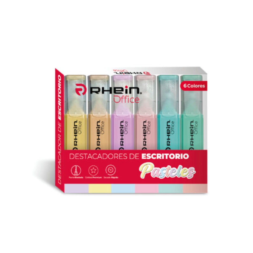 PACK 6 DESTACADORES 6 COLORES PASTEL RHEIN 553407