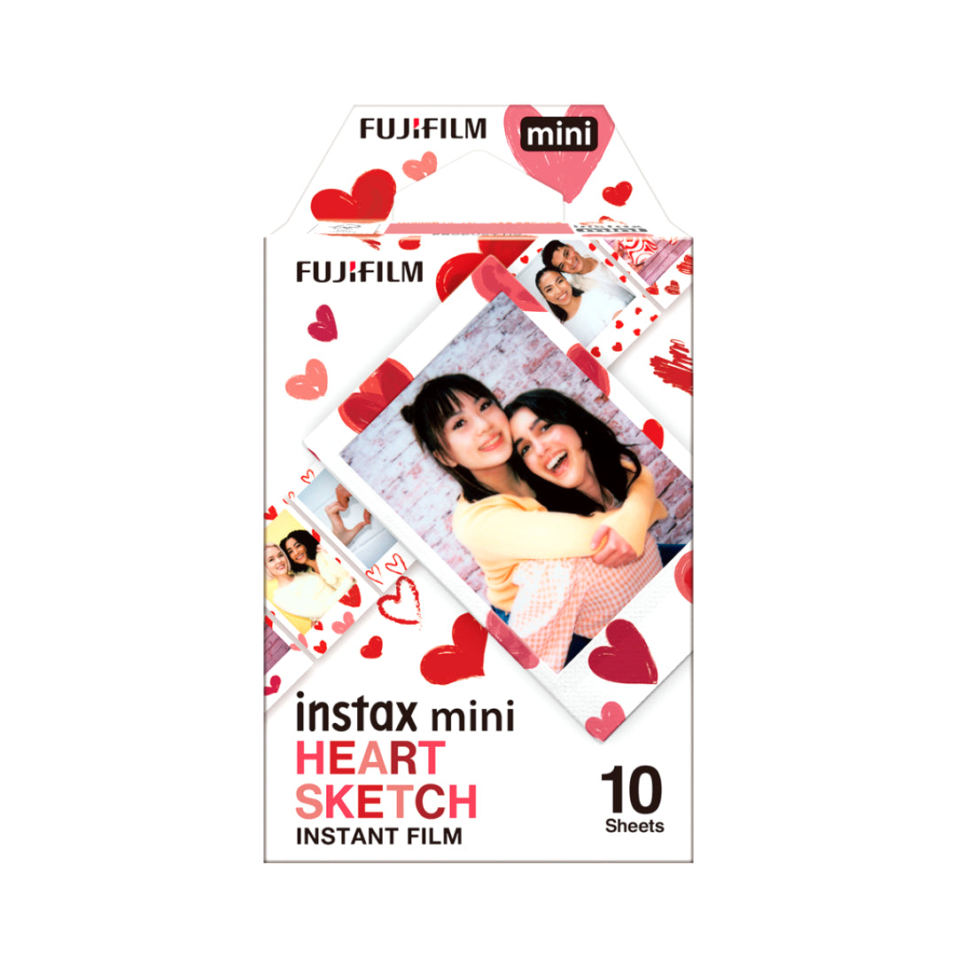PAPEL FILM INSTAX MINI 10 FOTOS CON DISEÑO HEART SKETCH FUJIFILM