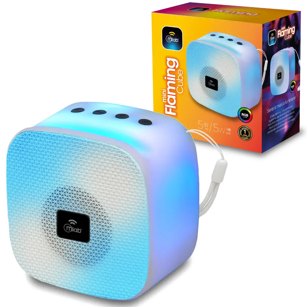 PARLANTE RGB BT MINI FLAMING CUBE BLANCO MLAB 9675