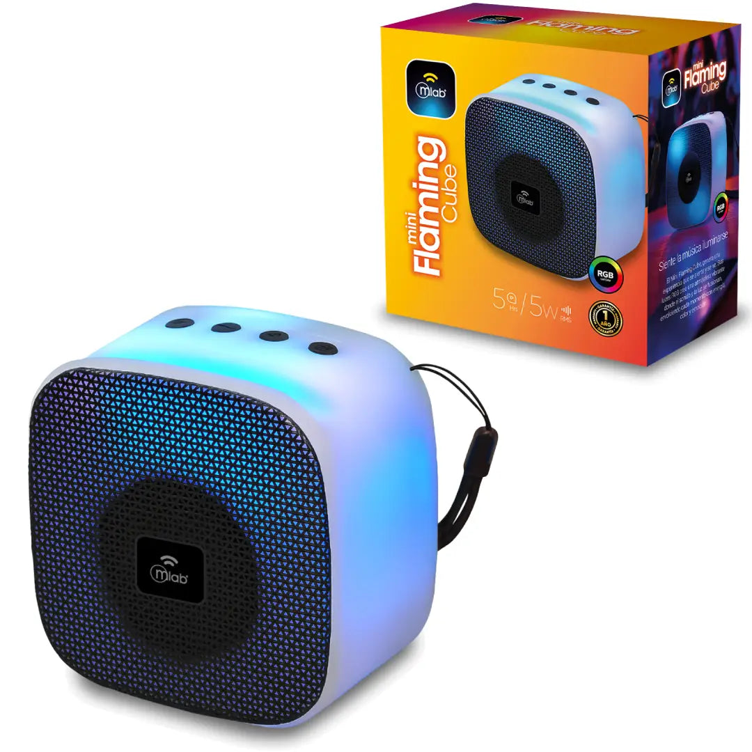 PARLANTE RGB BT MINI FLAMING CUBE NEGRO MLAB 9674