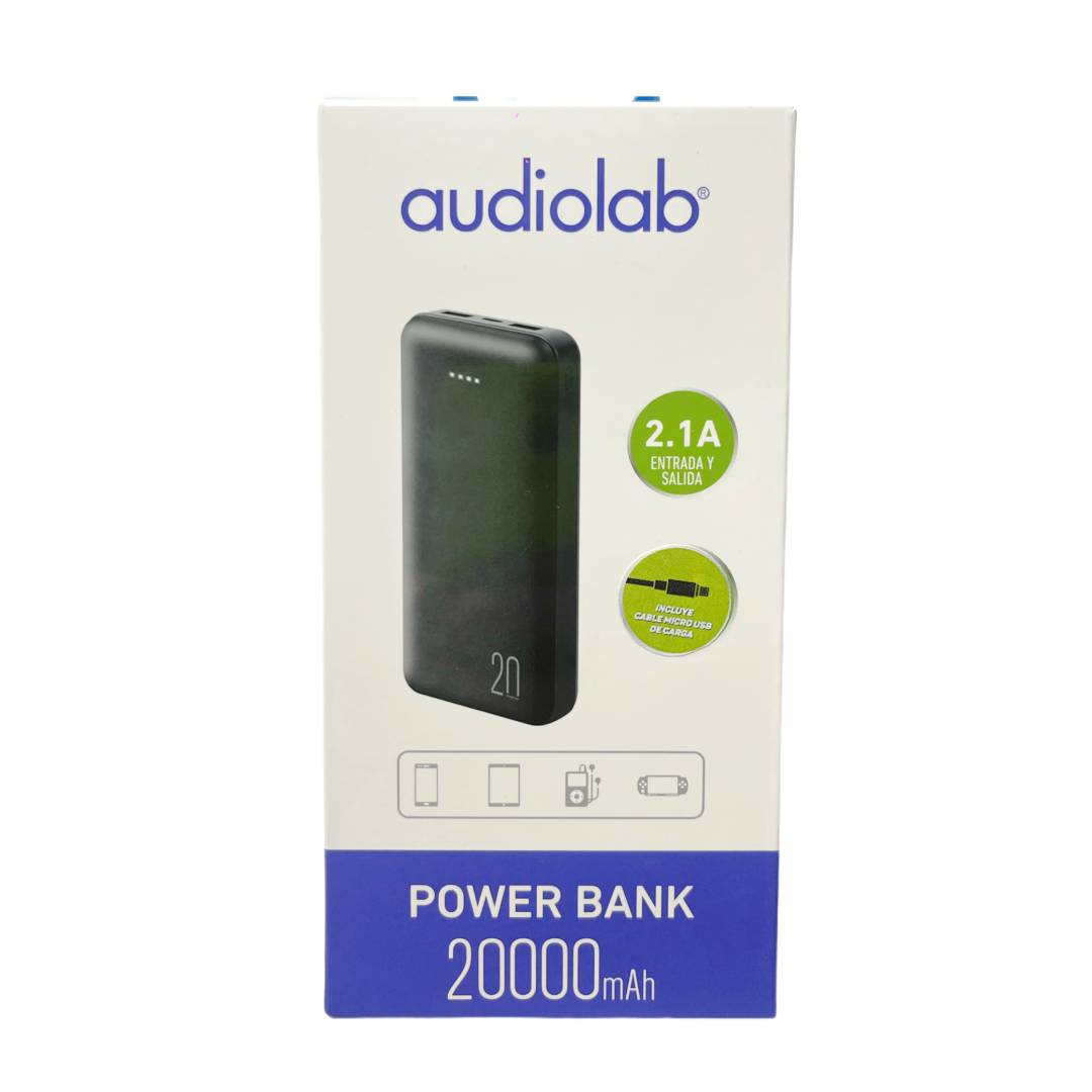 POWER BANK 20000MAH NEGRO 2.1A + CABLE MICRO USB AUDIOLAB
