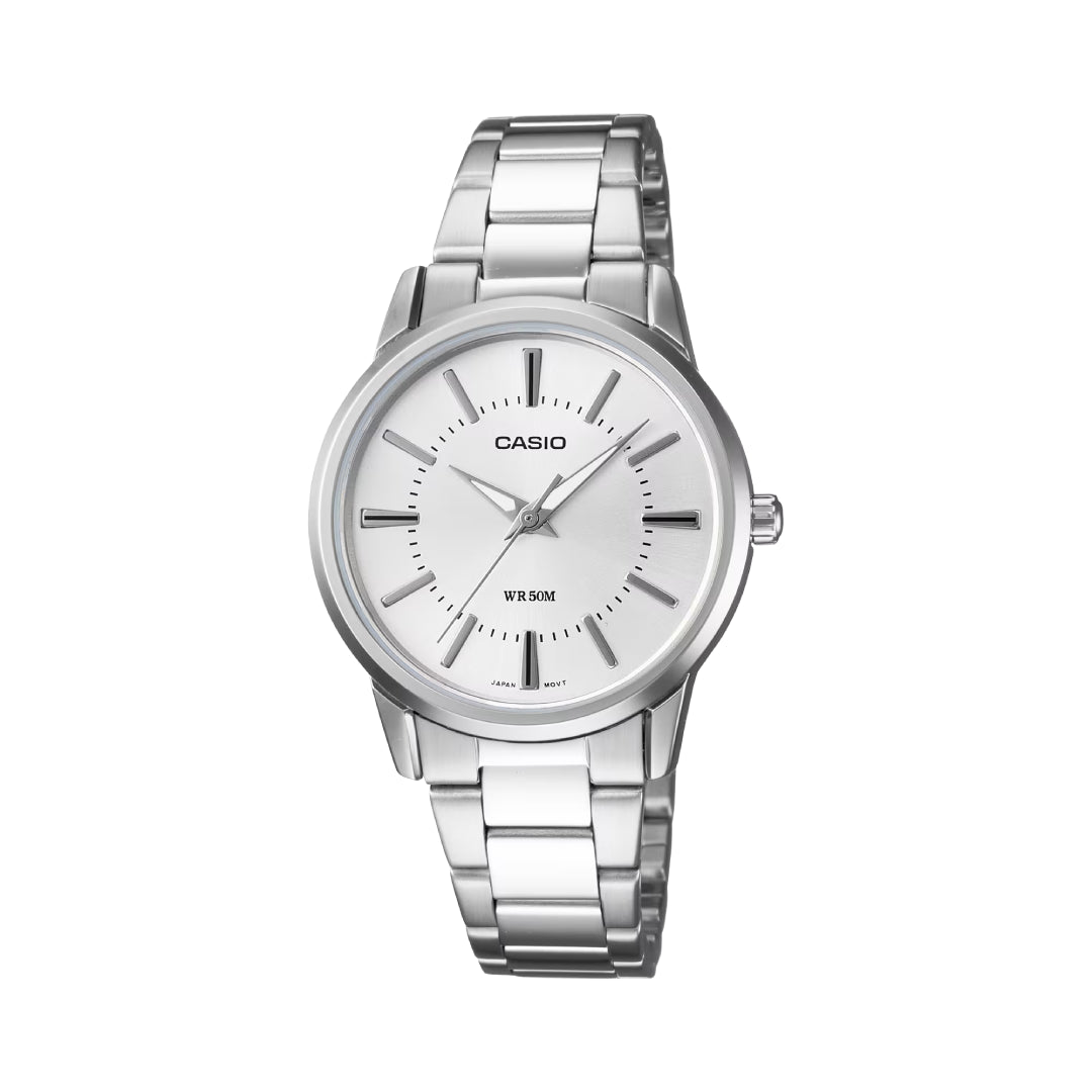 Reloj análogo para mujer Casio LTP-1303D-7AVDF con esfera blanca