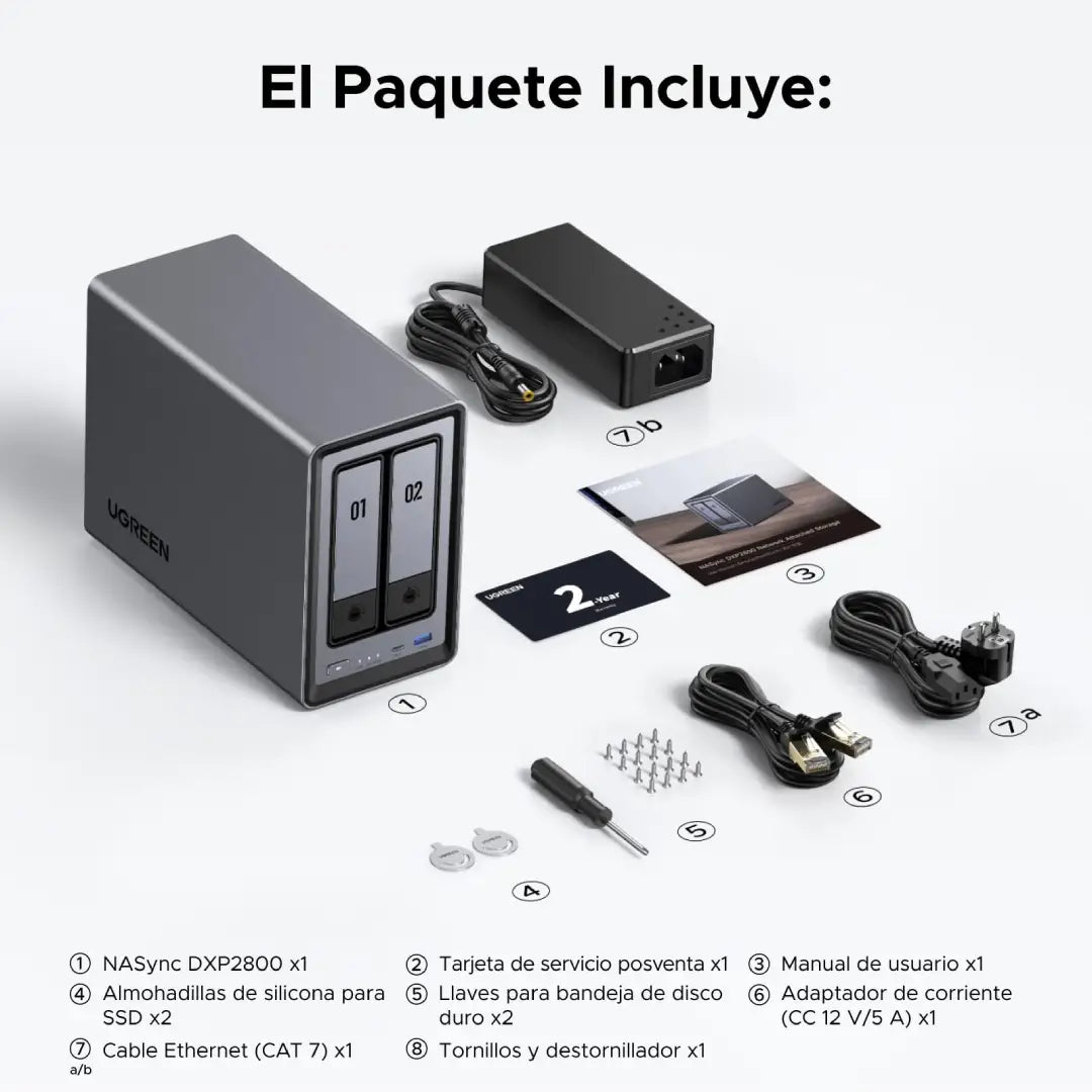Servidor NAS de Escritorio de 2 bahías UGREEN NASync DXP2800