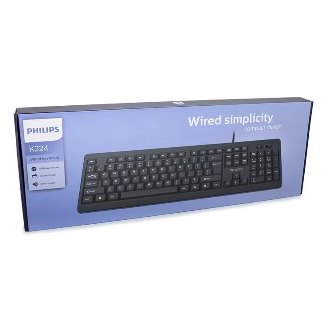 TECLADO ALAMBRICO PHILIPS NEGRO K224