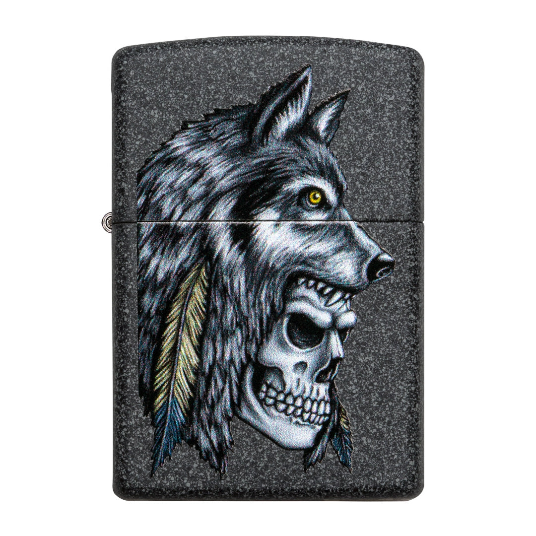 ZIPPO 29863 WOLF SKULL FEATHER DESIGN