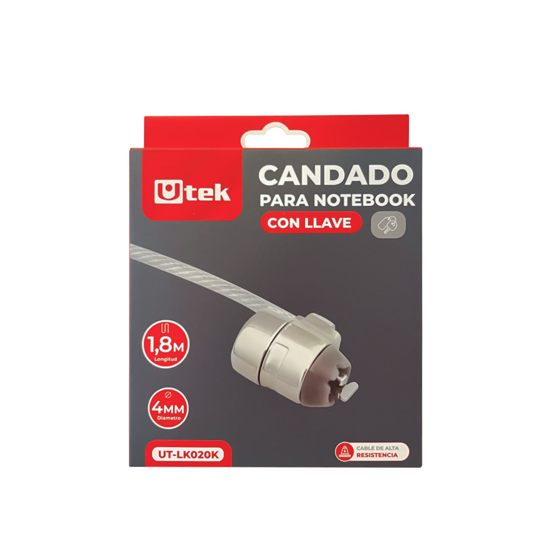 Candado para Notebook Slot Universal con Llave 1,8m de largo y 4mm / UT-LK020K
