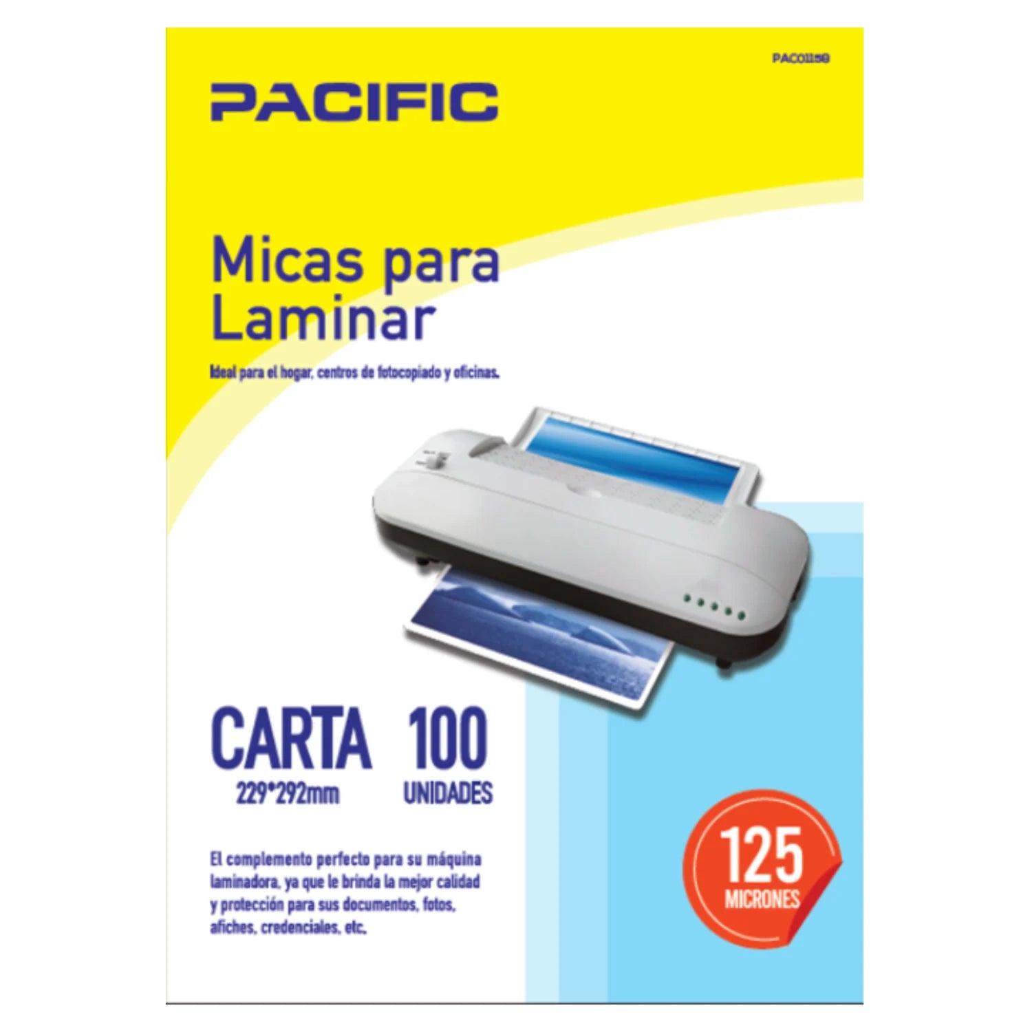 Micas Para Termolaminar CARTA 100/U 125 MICRONES PACIFIC PACO1158