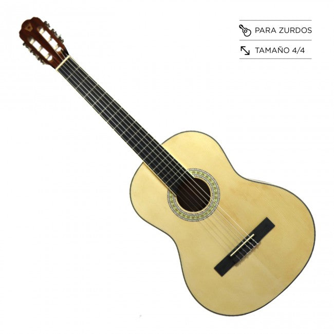 Guitarra Clásica 39" para Zurdo Wotan GERI-SENIOR-LH Nylon Natural con Funda
