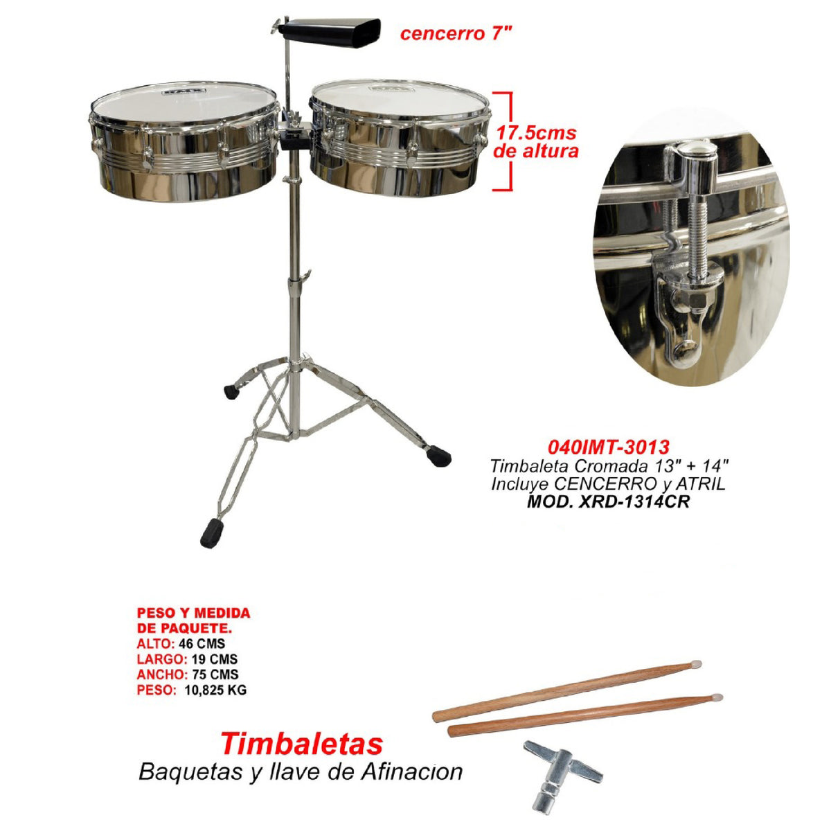 Timbaleta 13" + 14" Rmx Cromada