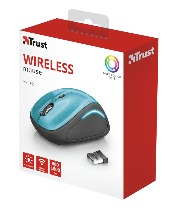 Mouse Inalámbrico USB Trust YVI FX (22334-03) Azul