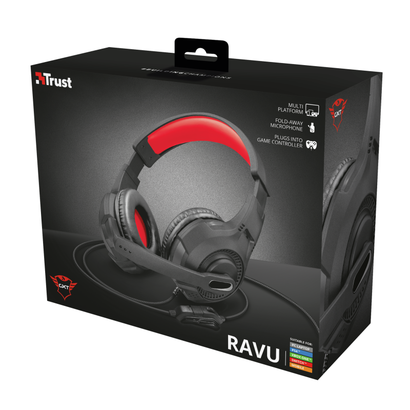 Audífonos Gamer Trust GXT 307  RAVU Black  Multiplataforma (22450)