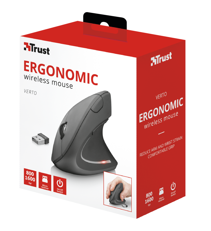 Mouse Inalámbrico Ergonómico Trust USB Verto Trust (22879)