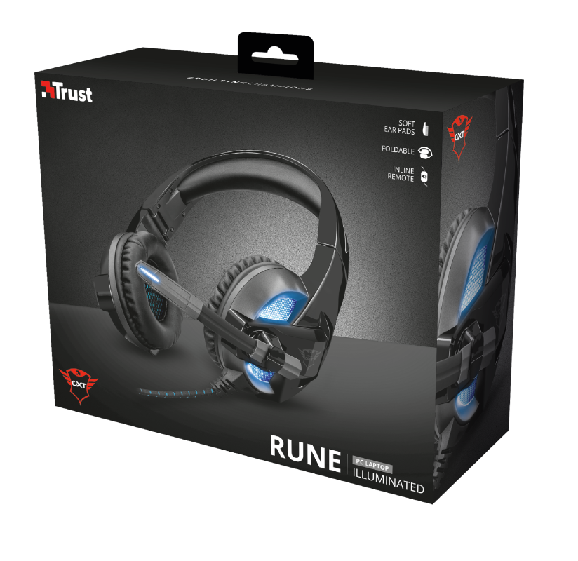 Audífonos Trust Gamer RUNE Iluminados USB / Conexión 3,5mm  GXT-410 ( 22896 )