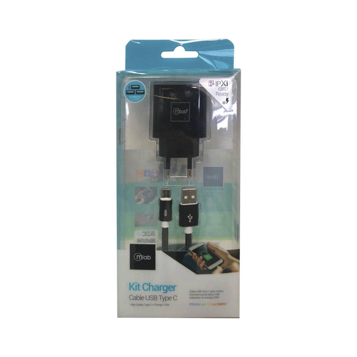 Cargador USB + Cable TIPO-C Mlab (7900)