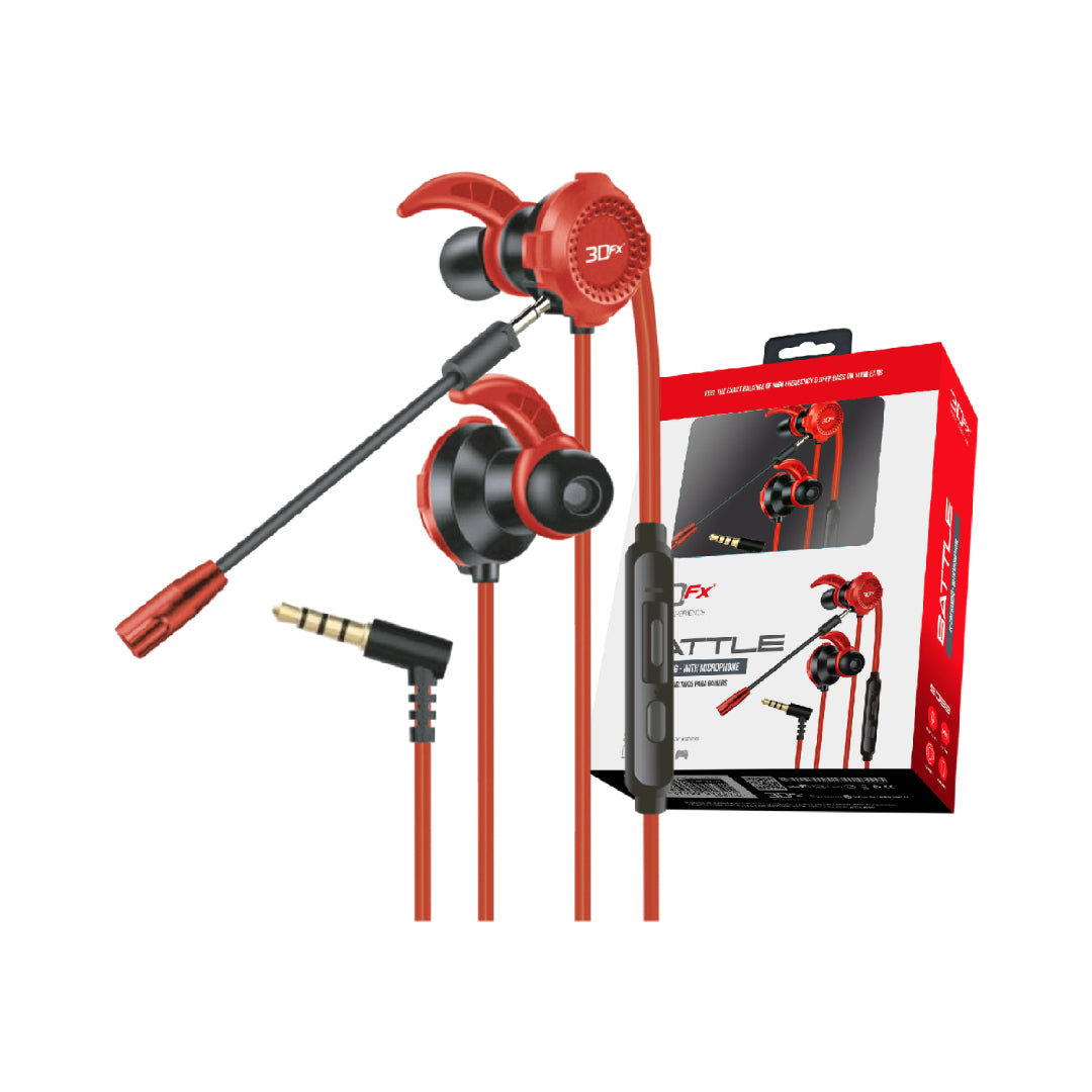 Audifonos In Ear Gamer con Microfono Rojo 3DFX