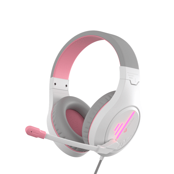 Audífonos Gamer Retroiluminados Rosa con micrófono Meetion HP021