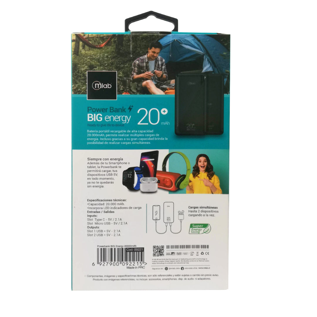 POWERBANK 20000MAH BIG ENERGY MLAB 9221