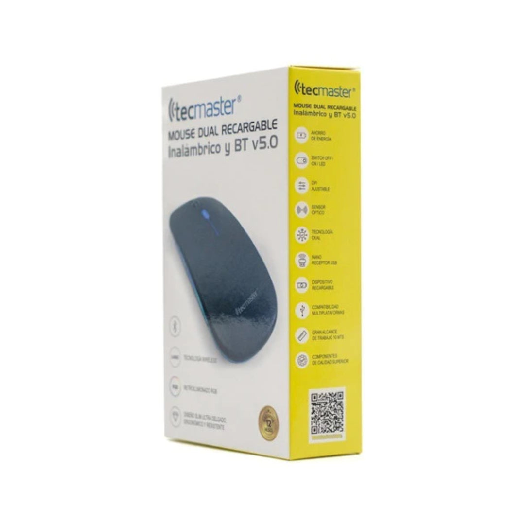 MOUSE INALAMBRICO Y BLUETOOTH RGB NEGRO TECMASTER TM-100516-BK