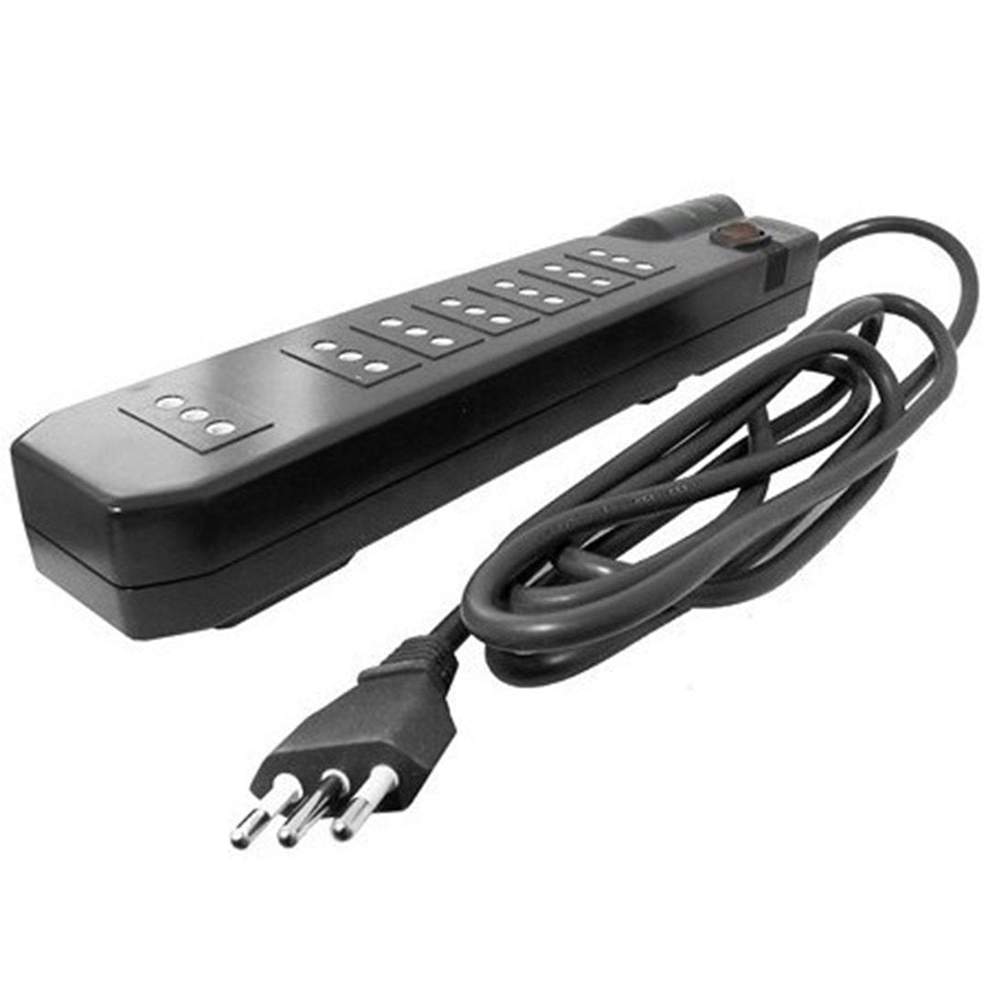 Alargador De Corriente MLab Con Switch Certificado 7 Enchufes( 3mts ) Negro