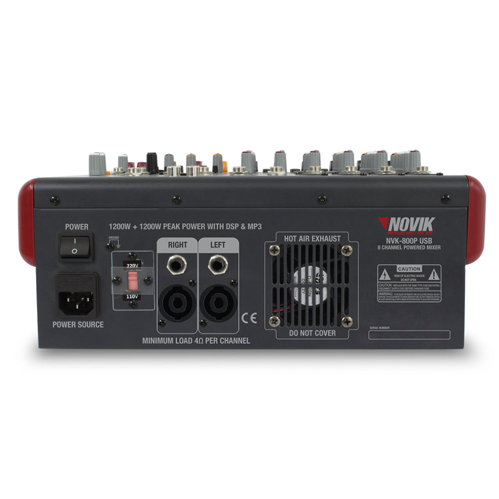 Mesa Mixer Amplificada 8 Canales NOVIK NVK-800P USB Bluetooth