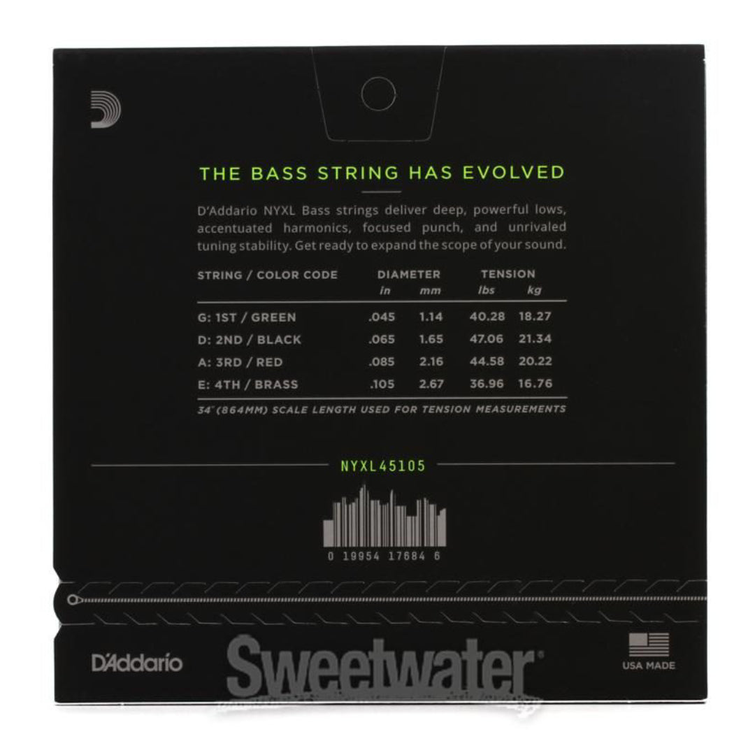 SET CUERDA DADDARIO Cuerdas NYXL para Bajo 45/105 Long Scale