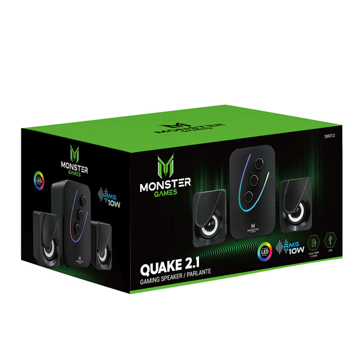 SUBWOOFER QUAKE 2.1 MONSTER GAMES SW312