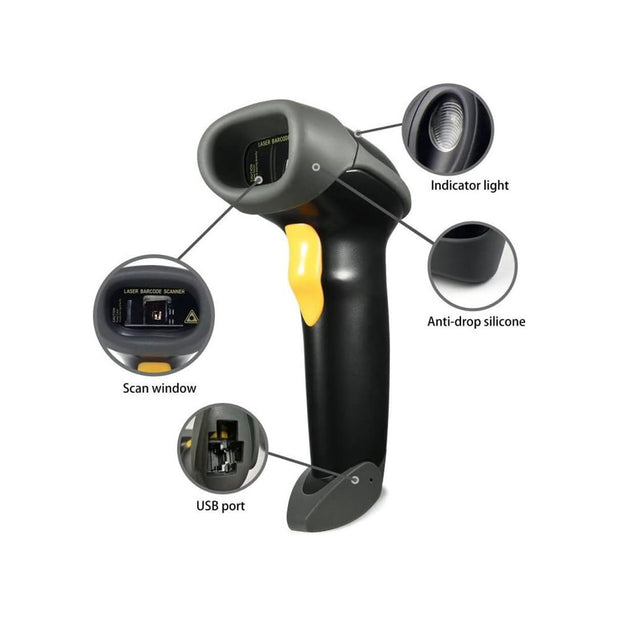 Lector de códigos de barras 2D inalámbrico 2,4 GHz Utek UT-BSCW2D con pedestal
