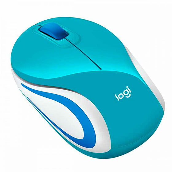 Mouse Mini Inalámbrico Logitech M187 Celeste