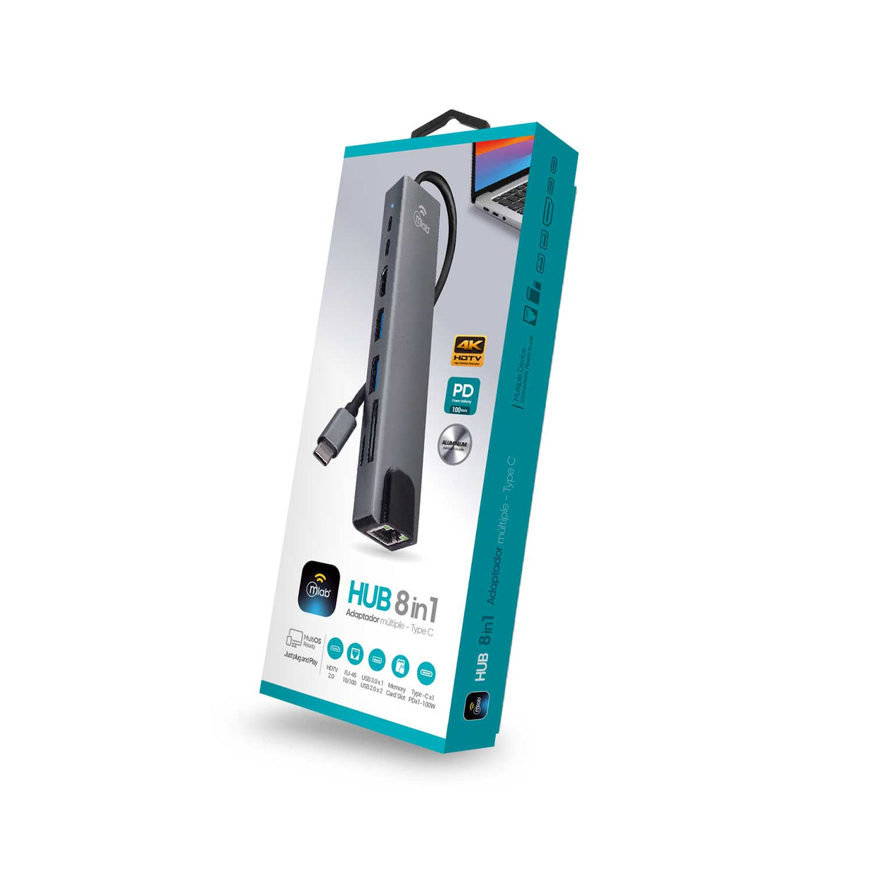 CABLE MLAB ADAPTADOR 8 EN 1 TIPO C RJ45 10022
