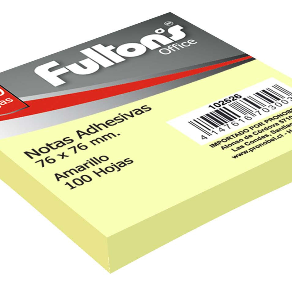 NOTAS ADHESIVAS AMARILLAS 100 UN FULTONS 102626 (pack 12 unidades)