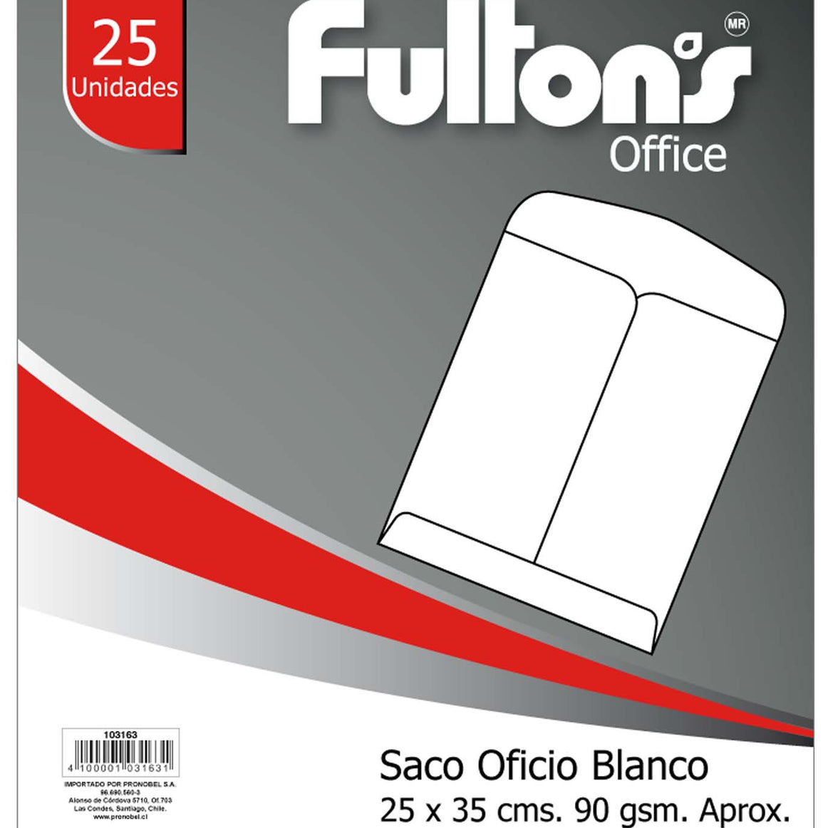 SOBRE SACO OFICIO BLANCO FULTONS 103163 ( PACK 25 unid. )