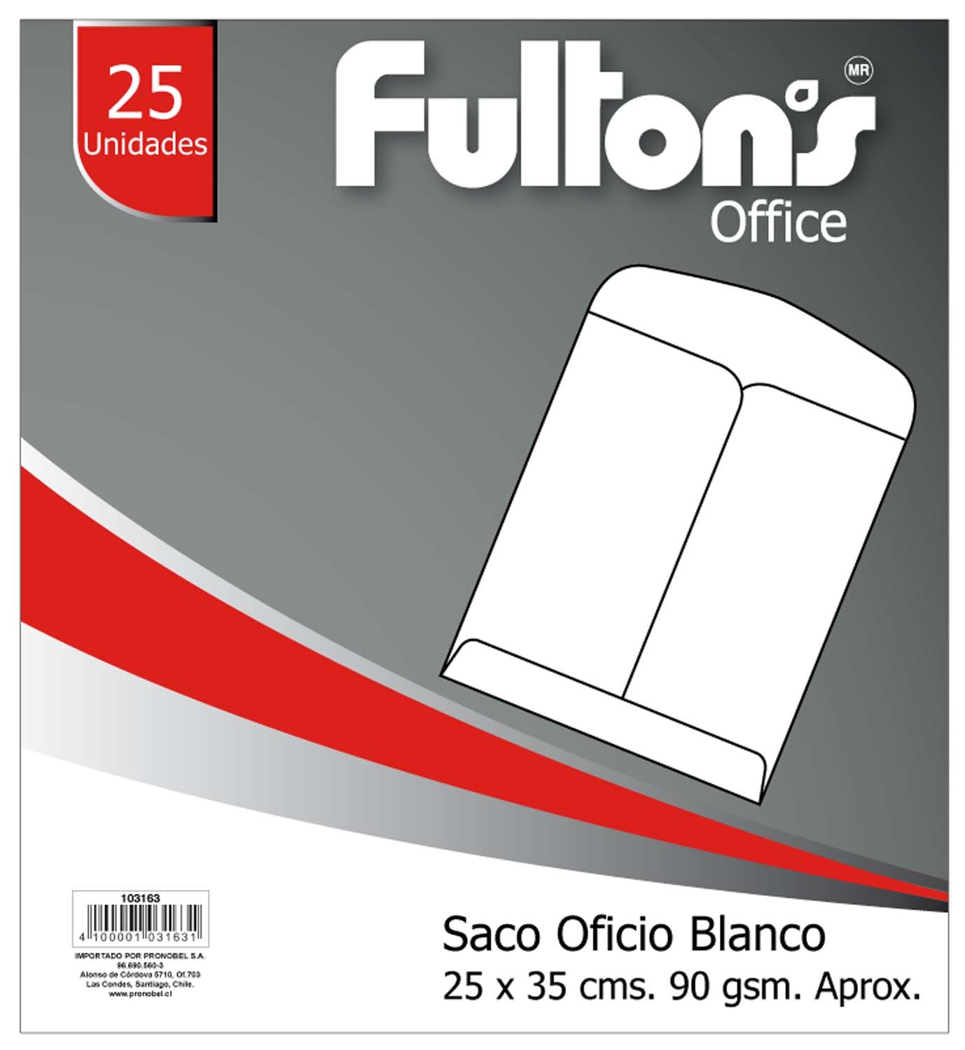SOBRE SACO OFICIO BLANCO FULTONS 103163 ( PACK 25 unid. )