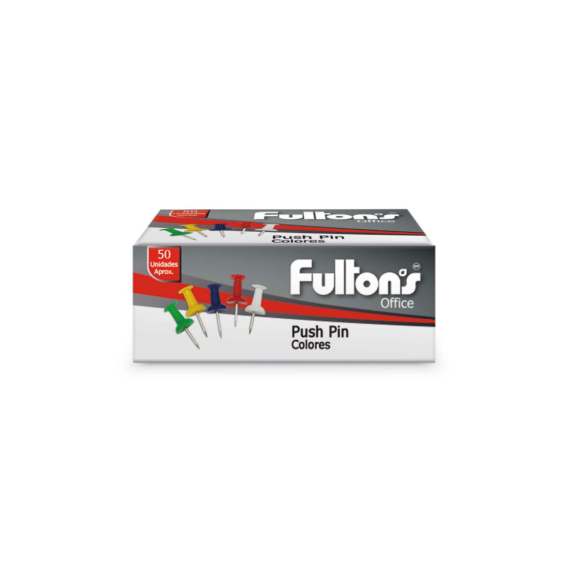 PACK 10 CAJAS CHINCHE PUSH PINS COLORES FULTONS 107137 500 pins