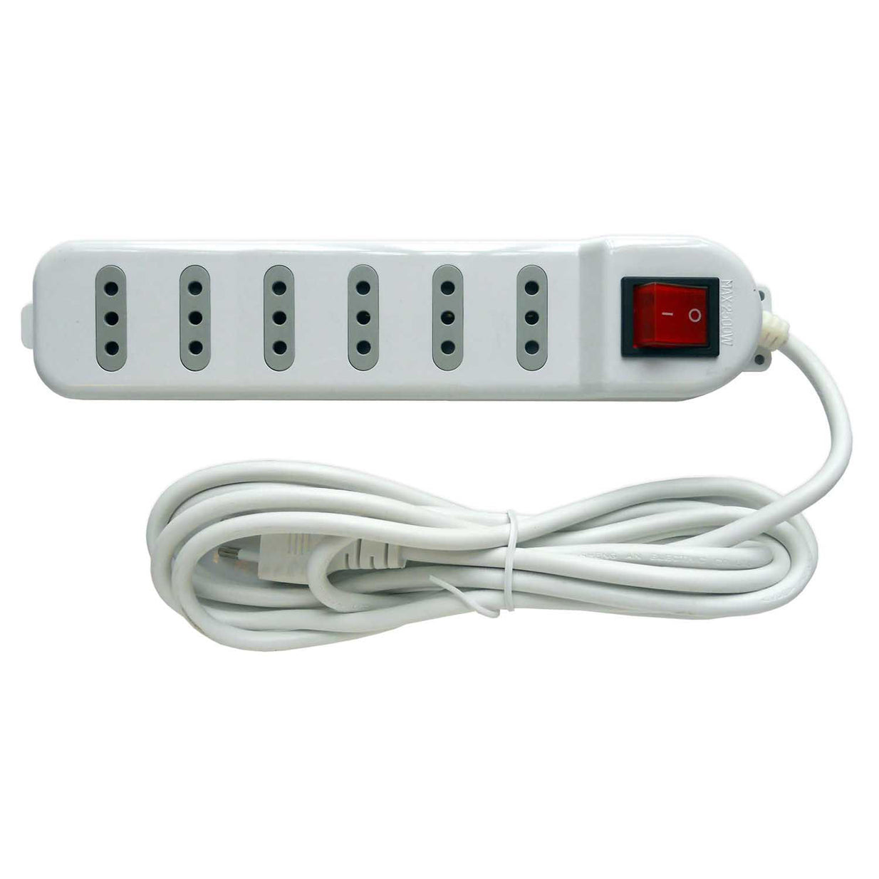 ALARGADOR MULTIPLE CON SWITCH 3 METROS 6 POSICIONES, BLANCO Macrotel ME-070W