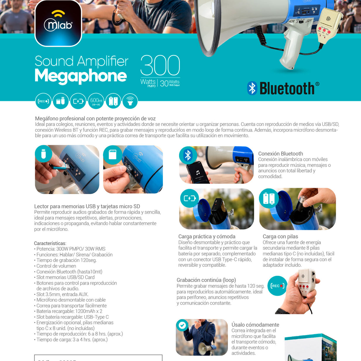 Megáfono Mlab 30W RMS 10015