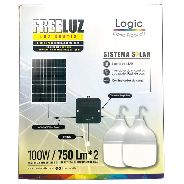 2 AMPOLLETAS CON PANEL SOLAR 100W LOGIC 175315