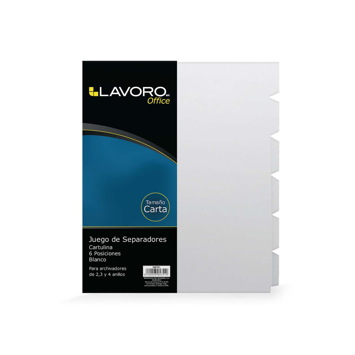 SEPARADORES CARTULINA FORMATO CARTA LAVORO 395751 (PACK 10 unid)