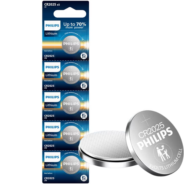 Pila Philips CR2025 de litio 3V · Pack 100 unidades