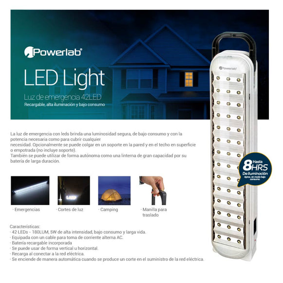 LAMPARA EMERGENCIA POWERLAB 42 LEDS 7262