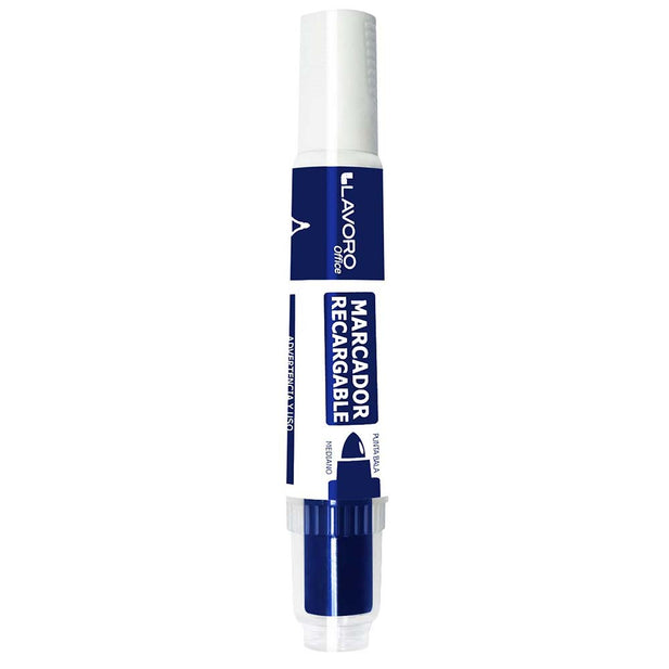 MARCADORES PIZARRA AZUL RECARGABLE PUNTA REDONDA LAVORO 507868 (PACK 12 UNIDADES)