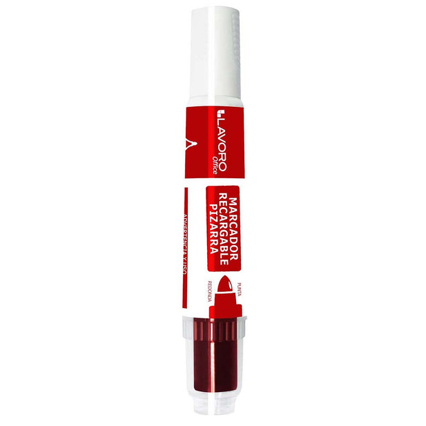 MARCADORES PIZARRA ROJO RECARGABLE PUNTA REDONDA LAVORO 507869 (PACK 12 UNIDADES)