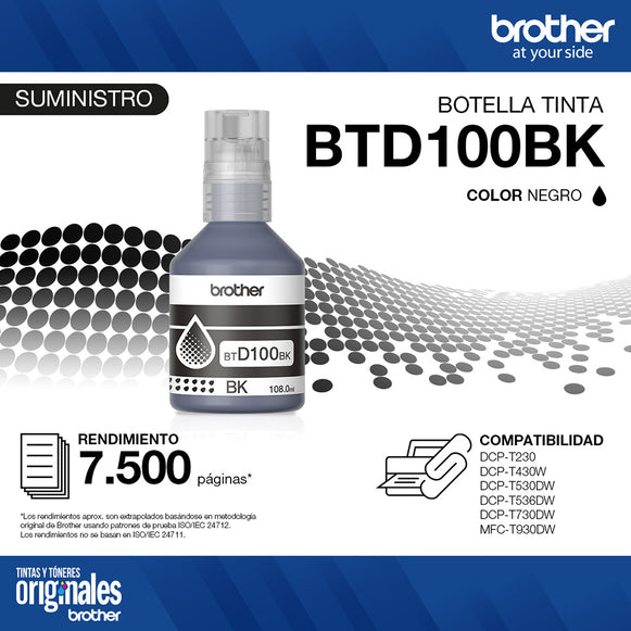 TINTA BTD100BK NEGRA BROTHER